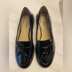 Ann Taylor Black Patent Tassel Loafers size 7.5